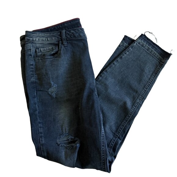 Ms. Cello Women's 18 Black Raw Hem Distressed Jeans - Picture 5 of 7